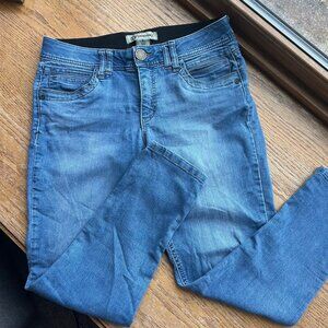 Democracy Ab Technology Mid Rise Skinny Straight Tummy Control Denim Jeans Sz 8